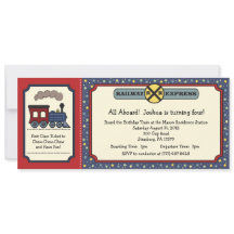 Train Ticket Invite - Rustic Red & Blue 2