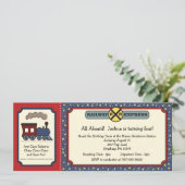 Train Ticket Invite - Rustic Red & Blue 2 Kaart (Staand voorkant)