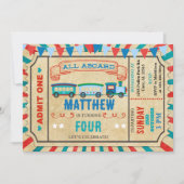 Train ticket jongen verjaardaguitnodiging. kaart (Voorkant)