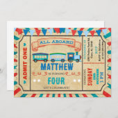 Train ticket jongen verjaardaguitnodiging. kaart (Voorkant / Achterkant)