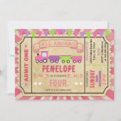 Train ticket meisje verjaardagsuitnodiging. kaart (Voorkant)