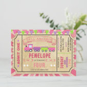 Train ticket meisje verjaardagsuitnodiging. kaart (Staand voorkant)