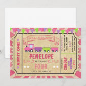 Train ticket meisje verjaardagsuitnodiging. kaart (Voorkant / Achterkant)