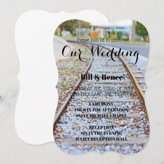 Train Track Wedding Kaart (Voorkant / Achterkant)