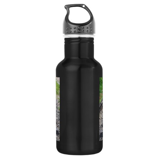 Train Tracks Along Grass Closeup Waterfles (Achterkant)