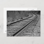 Train-tracks met zwarte en witte curve briefkaart (Voorkant / Achterkant)