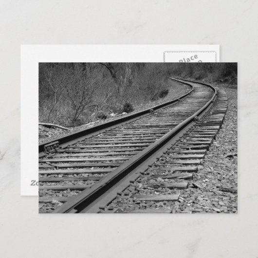 Train-tracks met zwarte en witte curve briefkaart (Voorkant / Achterkant)