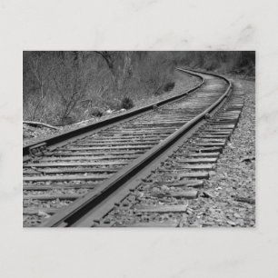Train-tracks met zwarte en witte curve briefkaart