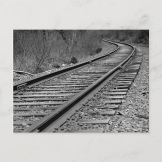 Train-tracks met zwarte en witte curve briefkaart