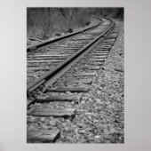 Train-tracks met zwarte en witte curve poster (Voorkant)