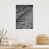 Train-tracks met zwarte en witte curve poster (Keuken)