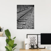 Train-tracks met zwarte en witte curve poster (Thuiskantoor)