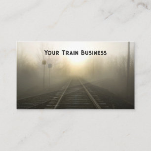 Train Tracks Surreal Sunrise Foggy Morning Visitekaartje
