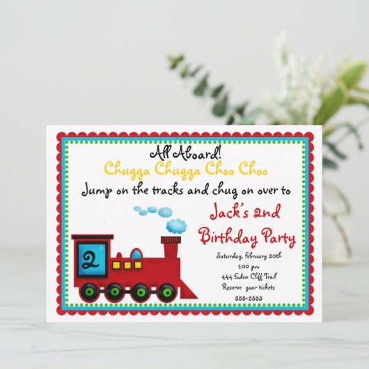 Train-uitnodigingen, Choo Choo Kaart (Staand voorkant)