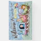 Train Verjaardag Foto waterverf Spandoek (Verticaal)