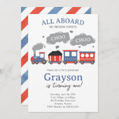 Train Verjaardagsfeest Choo Choo Uitnodiging (Voorkant / Achterkant)