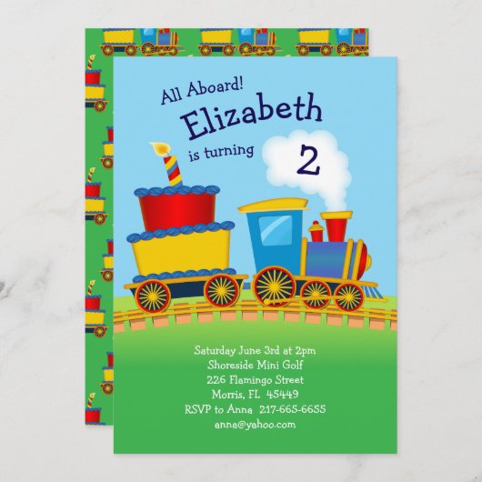 Train Verjaardagsfeest Kinder Schattige Kaart (Voorkant / Achterkant)