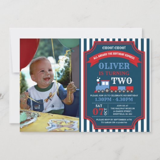 Train verjaardagsfeestdag kaart (Voorkant)