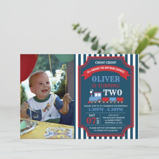 Train verjaardagsfeestdag kaart (Staand voorkant)