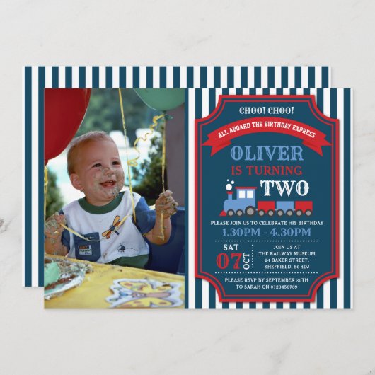 Train verjaardagsfeestdag kaart (Voorkant / Achterkant)