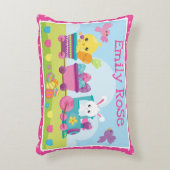 Train voor konijn, kuiken en chocolade-eieren accent kussen (Voorkant(Verticaal))