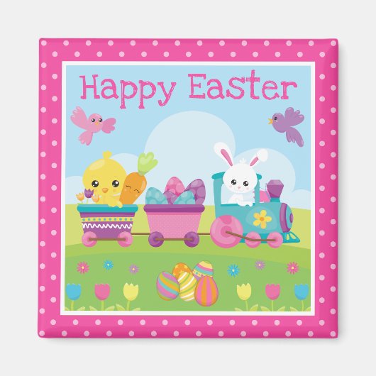 Train voor konijn, kuiken en chocolade-eieren magneet (Voorkant)