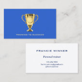 Train voor succes persoonlijke trainer blauw visitekaartje (Voorkant / Achterkant)