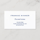 Train voor succes persoonlijke trainer blauw visitekaartje (Achterkant)