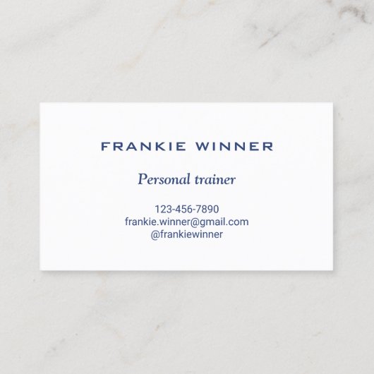 Train voor succes persoonlijke trainer blauw visitekaartje (Achterkant)