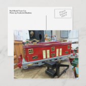 Train-wagen met rood model briefkaart (Voorkant / Achterkant)