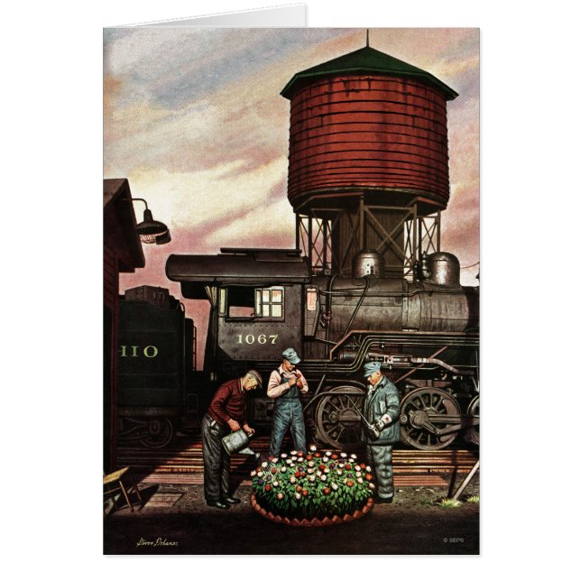 Train Yard Flower Garden van Stevan Dohanos (Voorkant)