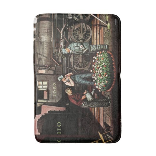 Train Yard Flower Garden van Stevan Dohanos Badmat (Voorkant Verticaal)