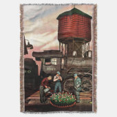 Train Yard Flower Garden van Stevan Dohanos Deken (Voorkant Verticaal)