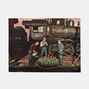 Train Yard Flower Garden van Stevan Dohanos Deurmat