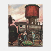 Train Yard Flower Garden van Stevan Dohanos Fleece Deken (Voorkant)