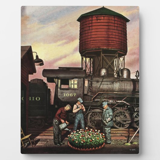 Train Yard Flower Garden van Stevan Dohanos Fotoplaat (Voorkant)