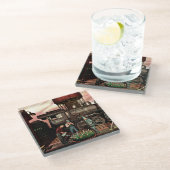 Train Yard Flower Garden van Stevan Dohanos Glazen Onderzetter (Schuin)