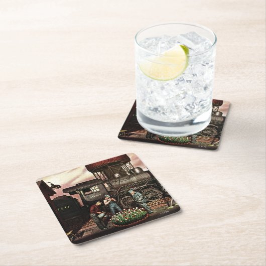 Train Yard Flower Garden van Stevan Dohanos Kartonnen Onderzetters (Insitu)