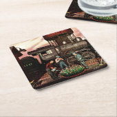 Train Yard Flower Garden van Stevan Dohanos Kartonnen Onderzetters (Schuin)