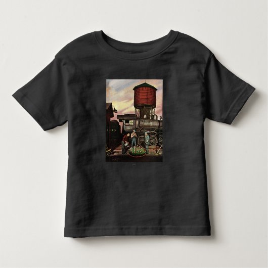 Train Yard Flower Garden van Stevan Dohanos Kinder Shirts (Voorkant)
