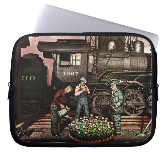 Train Yard Flower Garden van Stevan Dohanos Laptop Sleeve (Voorkant)