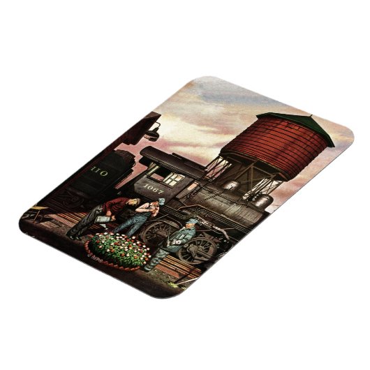 Train Yard Flower Garden van Stevan Dohanos Magneet (Linkerzijde)