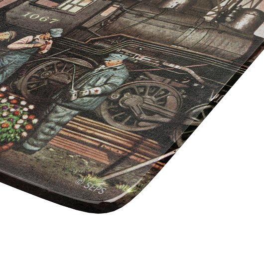 Train Yard Flower Garden van Stevan Dohanos Snijplank (Hoek)