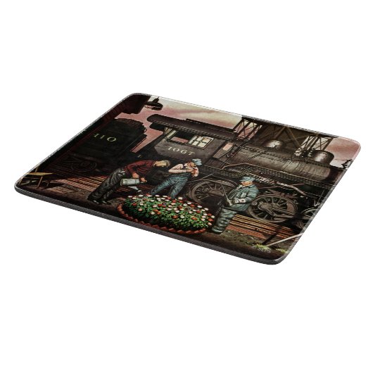 Train Yard Flower Garden van Stevan Dohanos Snijplank (Hoek)