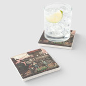 Train Yard Flower Garden van Stevan Dohanos Stenen Onderzetter (Zijkant)