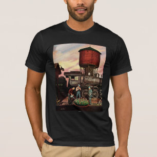Train Yard Flower Garden van Stevan Dohanos T-shirt