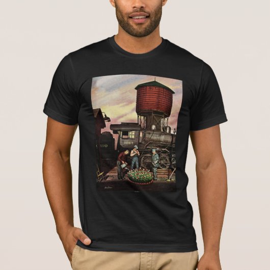Train Yard Flower Garden van Stevan Dohanos T-shirt (Voorkant)