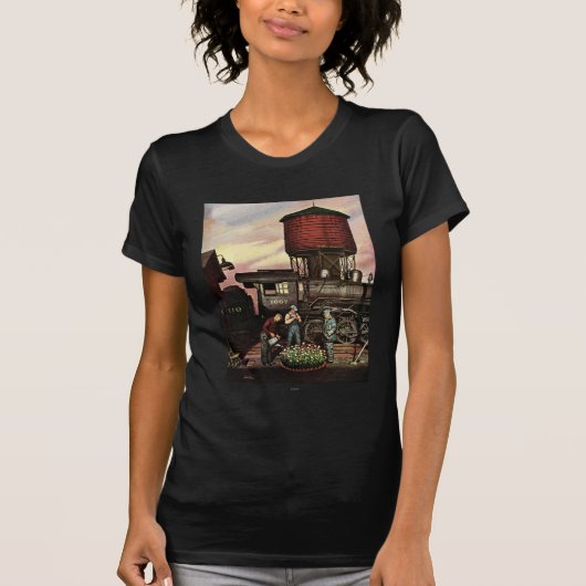 Train Yard Flower Garden van Stevan Dohanos T-shirt (Voorkant)
