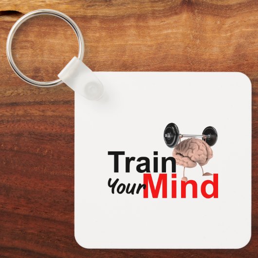 Train Your Mind Motivational Brain Workout Design Sleutelhanger (Voorkant)