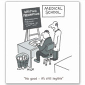 Trainee Doctor in de Cartoon van de Medische Schoo Sticker (Voorkant)